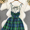 Vintage Backless Halter Plaid Dress