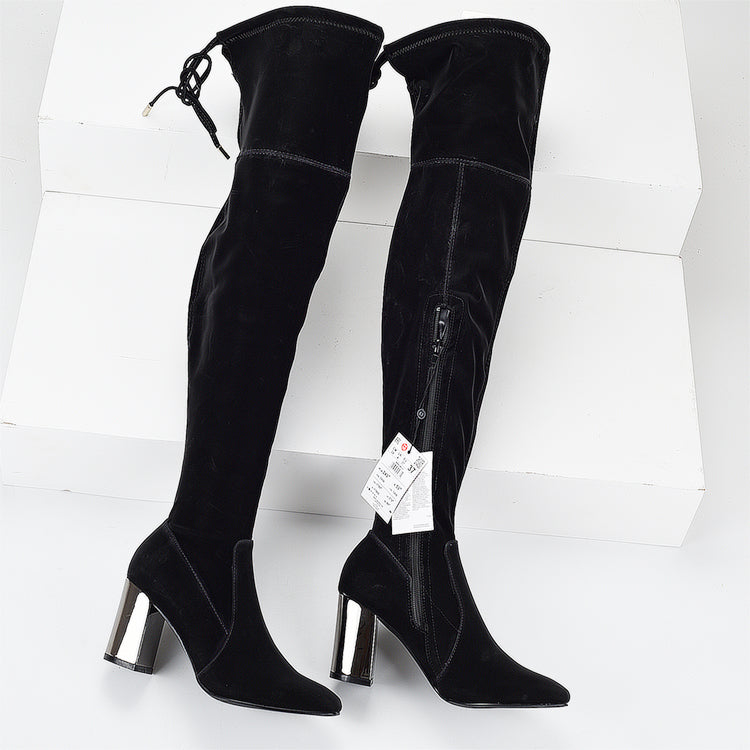 Stretchy Thighhigh Black Boots irococo