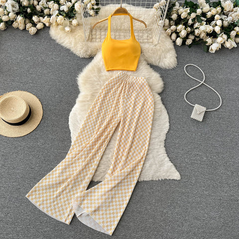 Knit Top Wide Leg Trouser Suit