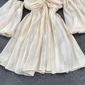 Off-shoulder Puffy Pleated Halter Dress