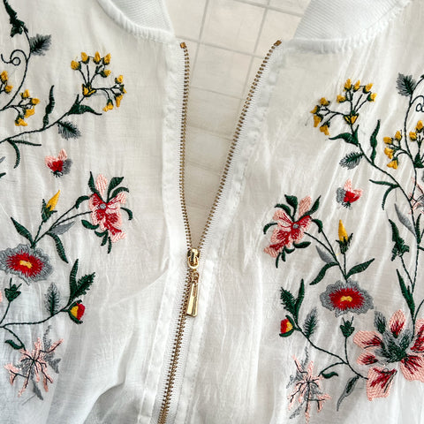Zipped Embroidered Sun-protection Jacket