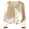 Solid Color Pearl Button Low-neck Cardigan