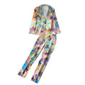 Printed One-button Suit&Trousers 2Pcs