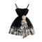 Ink Floral Printed Patchwork Puffy Dress