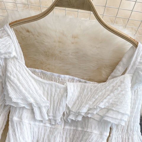 Square Collar Shirt&Shorts 2Pcs Set
