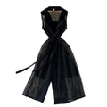 Hollowed Lace Sleeveless Waistcoat Dress