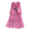 Vintage Ruffle Puffy Sleeve Pleated Dress