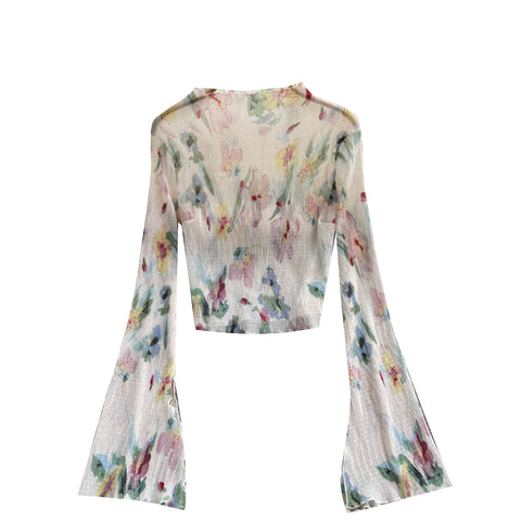 Chic Printed Floral Sun-protection Top