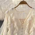 Fairy V-neck Ruffle Single-breasted Dress