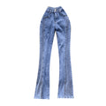 High-waisted Flared Studded Jeans