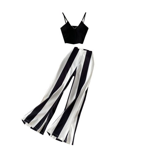 Chest Cushion V-Neck Short Halter Vest Two-Piece Set