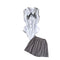 Polo Neck Jumpsuit&Skirt Uniform 2Pcs Set