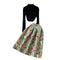 Vintage Printed Skirt&Jersey 2PCs Set