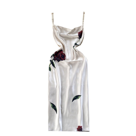 Ethnic Style Satin Printed Slip Dress