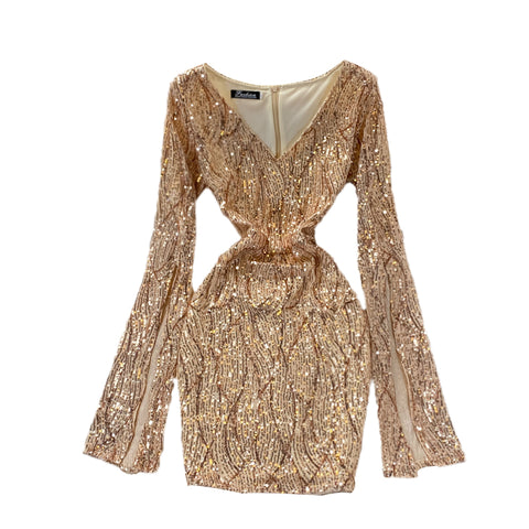 Sequin V-neck Hip-wrapping Dress