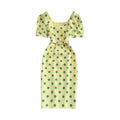 Polka Dot Dress With Square Neck And Puffed Sleeves