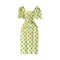Polka Dot Dress With Square Neck And Puffed Sleeves