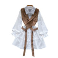 Korean Style White Dress&Waistcoat 2Pcs