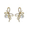 Pearl Earrings With Diamond Bow