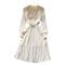 Elegant Beaded Lace Knitted White Dress
