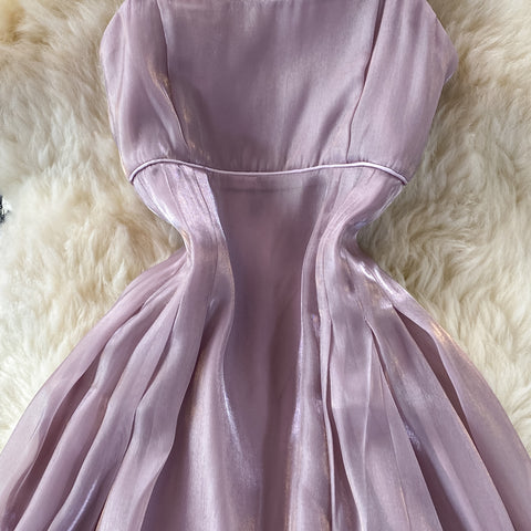 Vintage High-waisted Pleated Halter Dress