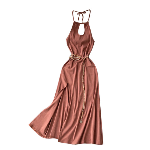 Elegant Chest-hollowed Halter Dress