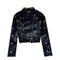 Star Embroidered Peplum Leather Jacket