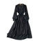 French Style Lace Patchwork Black Dress