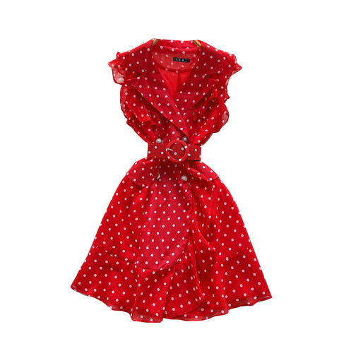 Polka-dot Dress With Suit Collar
