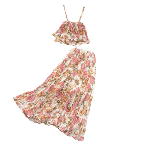 Camisole Top&Pleated Bustier Floral 2Pcs