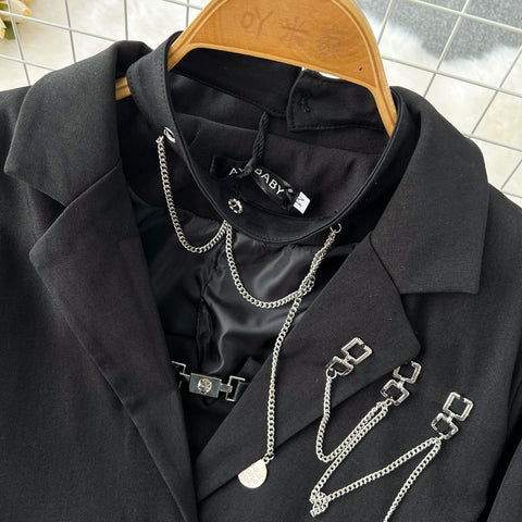 Suit Jacket&Pleated Dress 2Pcs Set