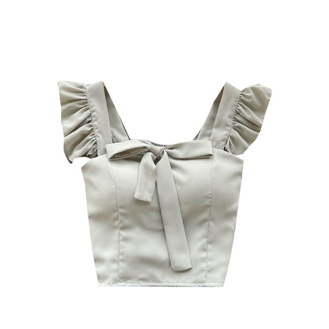 Bow-tie Cropped Trim Short Top