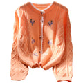 Floral Embroidered Twisted Knitting Cardigan