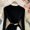 Long Sleeve Knitted Pleated Dress