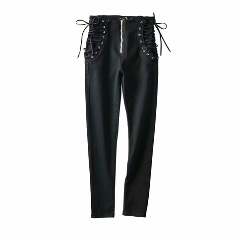 Strappy Stretch Skinny Jeans With Little Feet