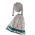 Ethnic Style Top&Pleated Skirt 2Pcs