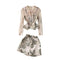 Lace-paneled Shirt&Jacquard Shorts 2Pcs