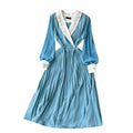 French Style Embroidered Pleated Dress