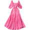 Pink Slim Fit Dress with Puff Sleeves