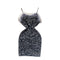Furry Patchwork Sequin Slip Dress