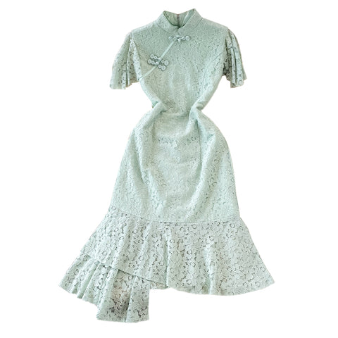 Retro Chinese Style Stand-collar Lace Dress