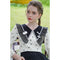 Black Lace Blouse With Big Pointed Neck And Bow