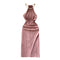 Sleeveless Pink Dress with Pearl Neckline