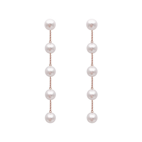 Silver Pin Pearl Tassel Earrings