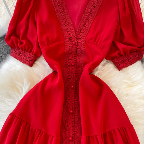 V-neck Lace Dress