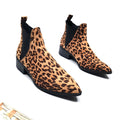 Pointy Leopard Print Chelsea Boots