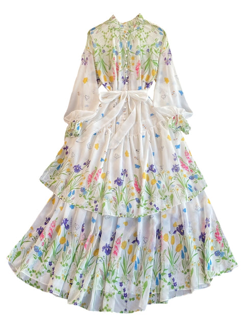Vintage Ruffle Floral Layered Dress