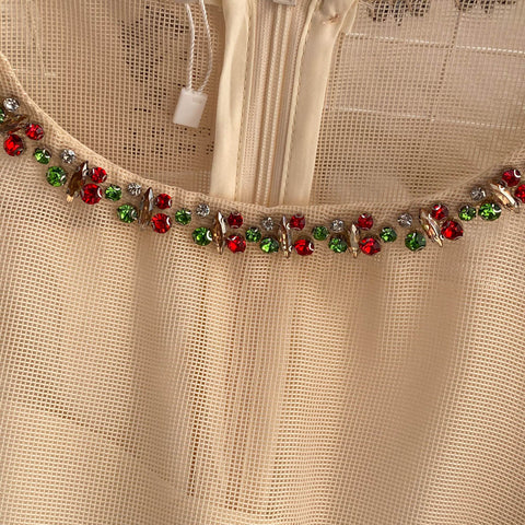 Round Collar Studded Floral Dress
