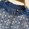 Stand Collar Zip Jacquard Embroidered Waist Dress