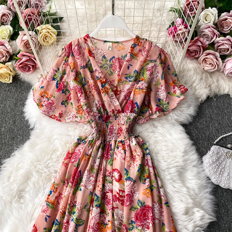 V-neck Floral Dress